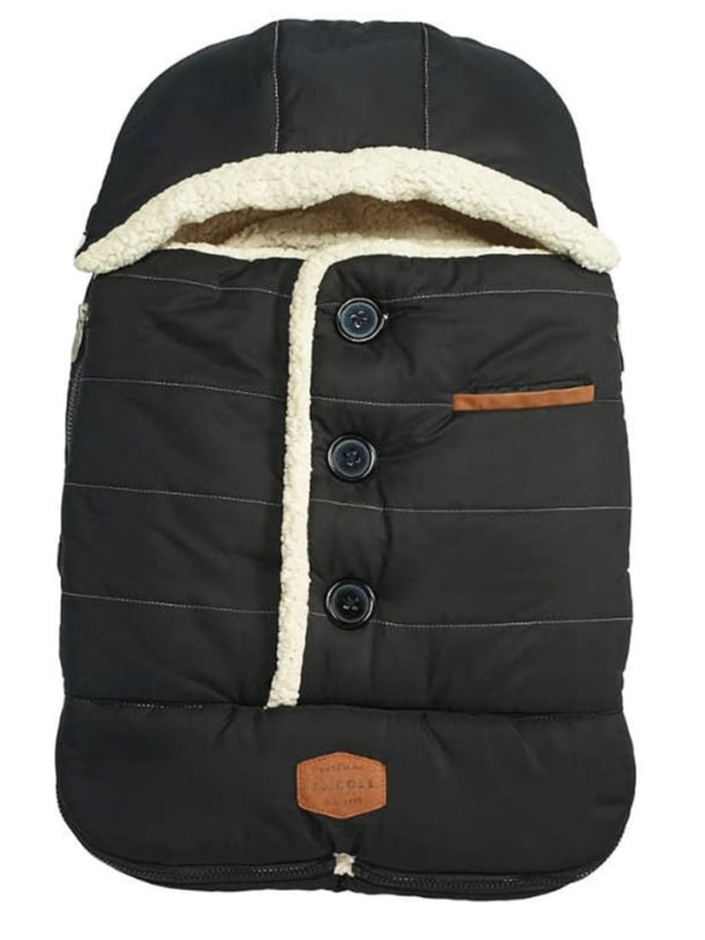 JJ Cole Black Bunting Bag with Cream Sherpa Liner